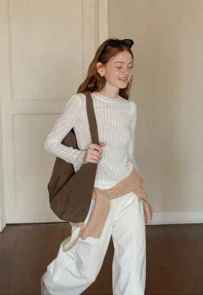 Wide Leg Straight Cut Casual Pants