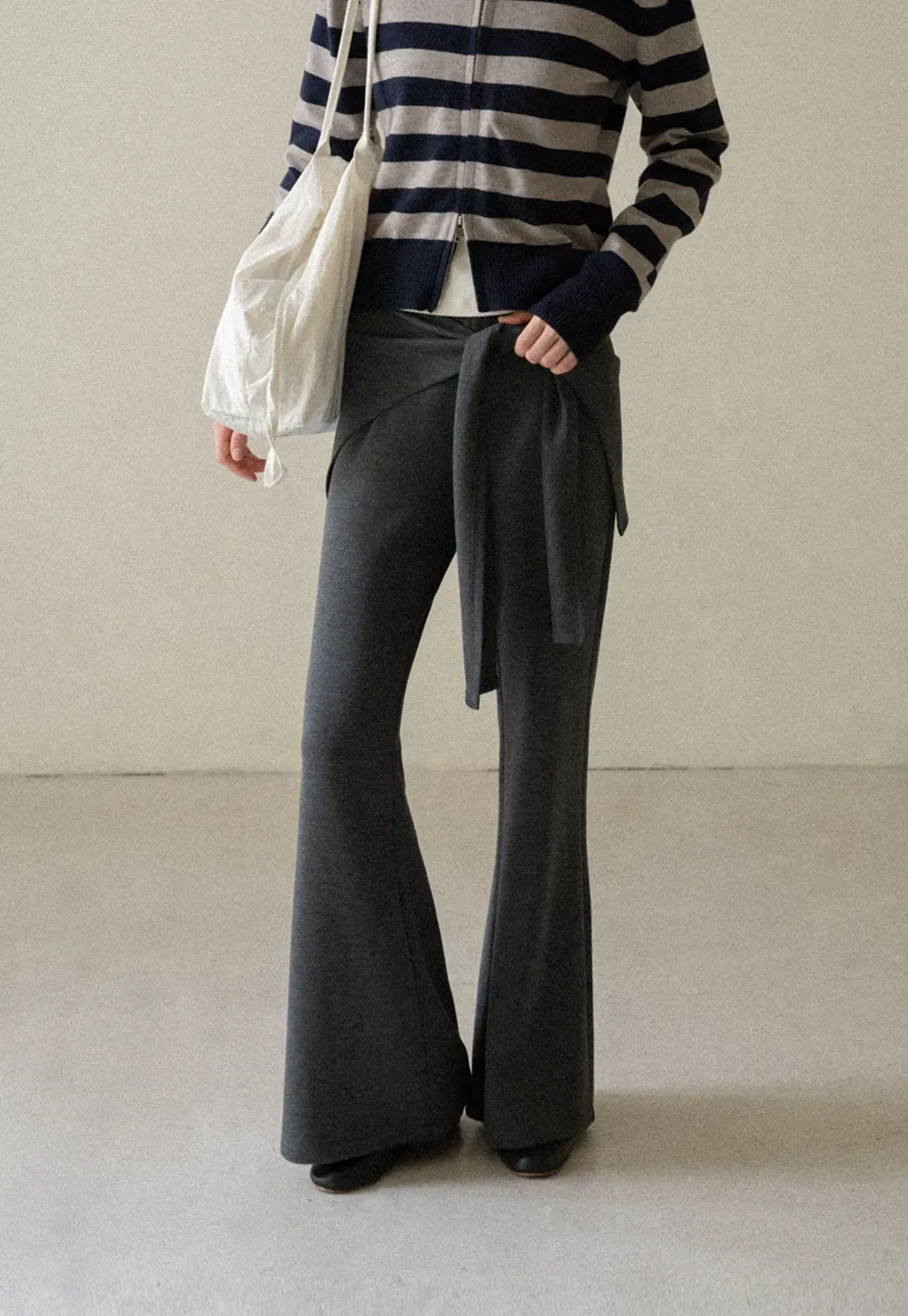 Wrap Waist Flared Casual Pants