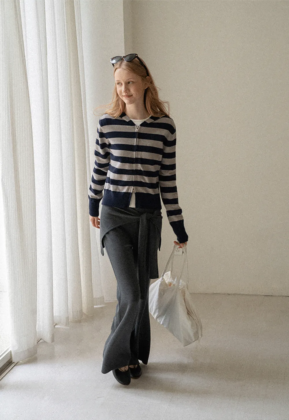 Wrap Waist Flared Casual Pants