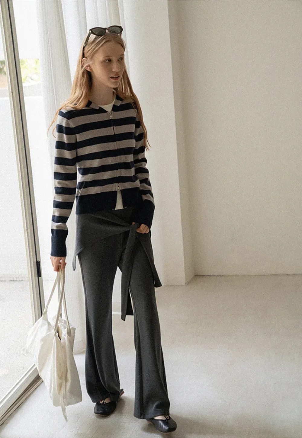 Wrap Waist Flared Casual Pants