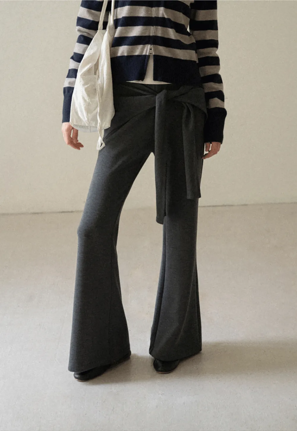 Wrap Waist Flared Casual Pants