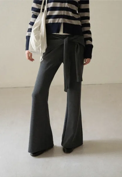 Wrap Waist Flared Casual Pants