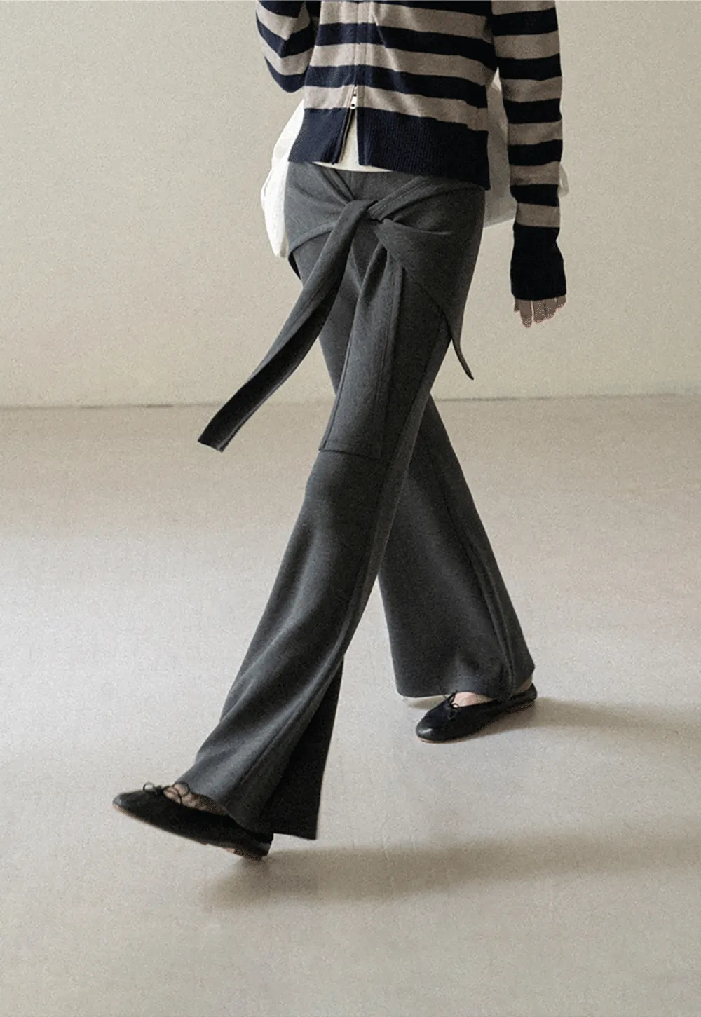 Wrap Waist Flared Casual Pants