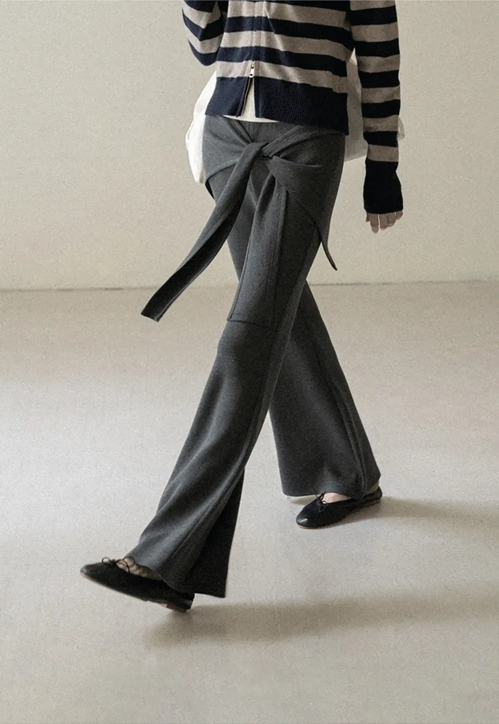 Wrap Waist Flared Casual Pants
