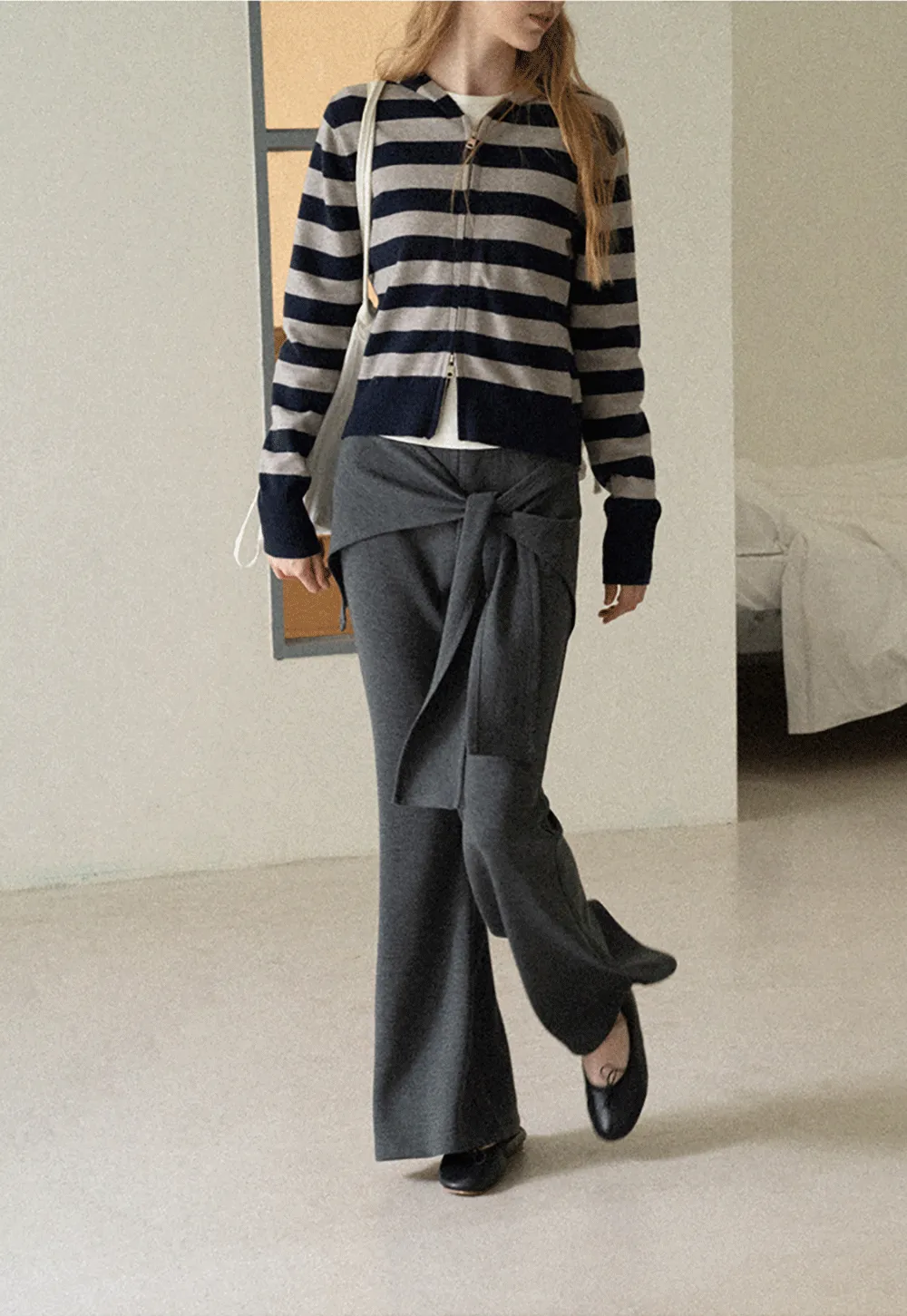 Wrap Waist Flared Casual Pants