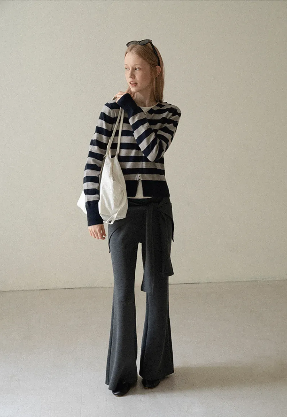 Wrap Waist Flared Casual Pants