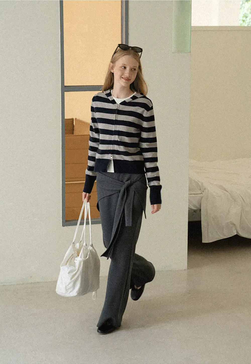 Wrap Waist Flared Casual Pants