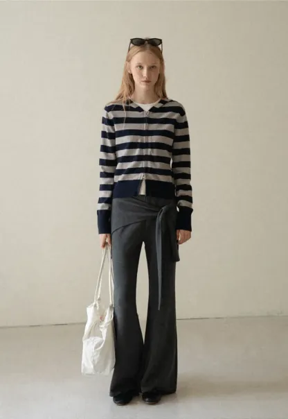 Wrap Waist Flared Casual Pants