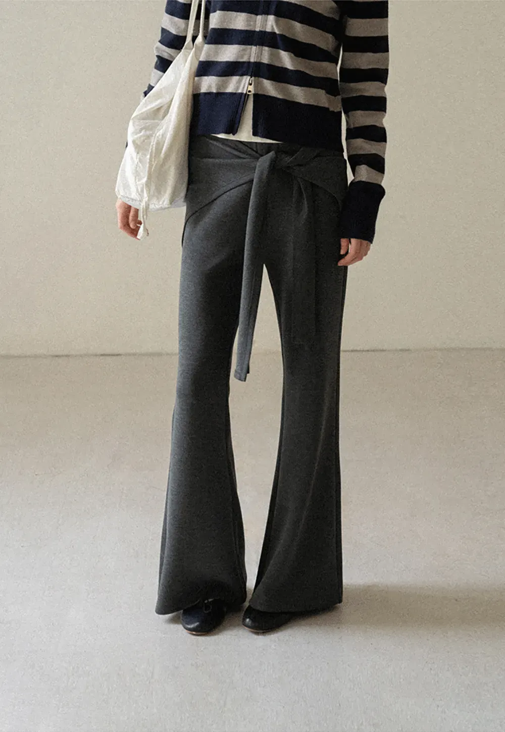 Wrap Waist Flared Casual Pants