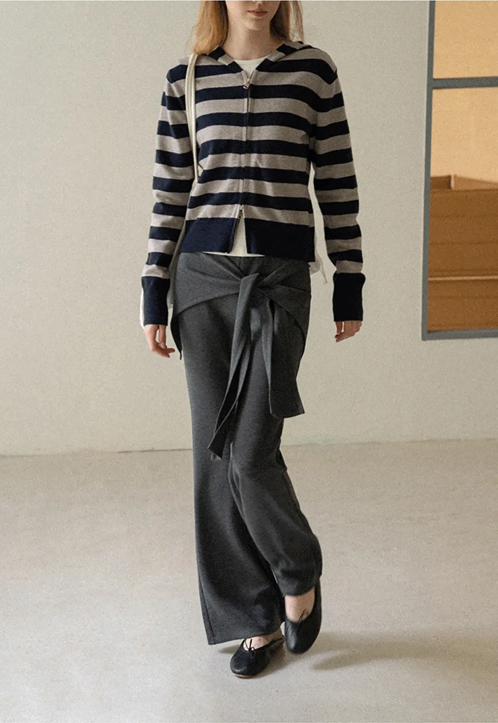 Wrap Waist Flared Casual Pants