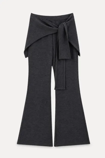 Wrap Waist Flared Casual Pants