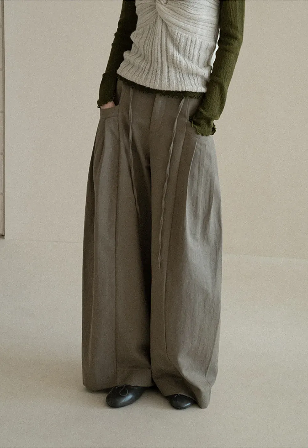 High Waist Pleated Wide Leg Casual Pants
