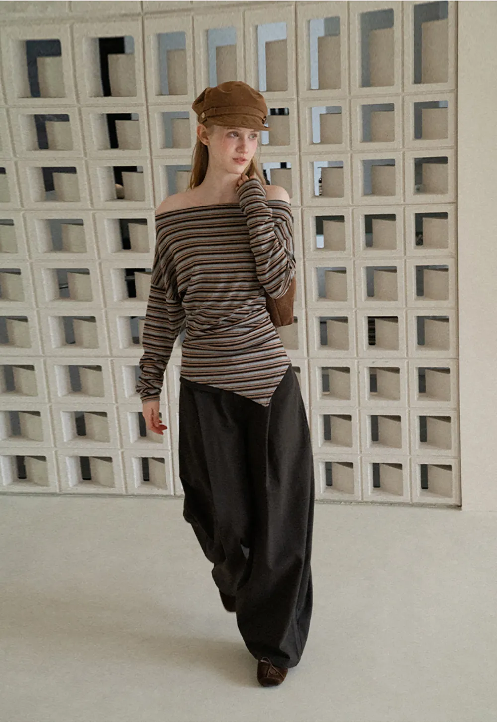 Lace Trim High Waist Wide Leg Casual Pants