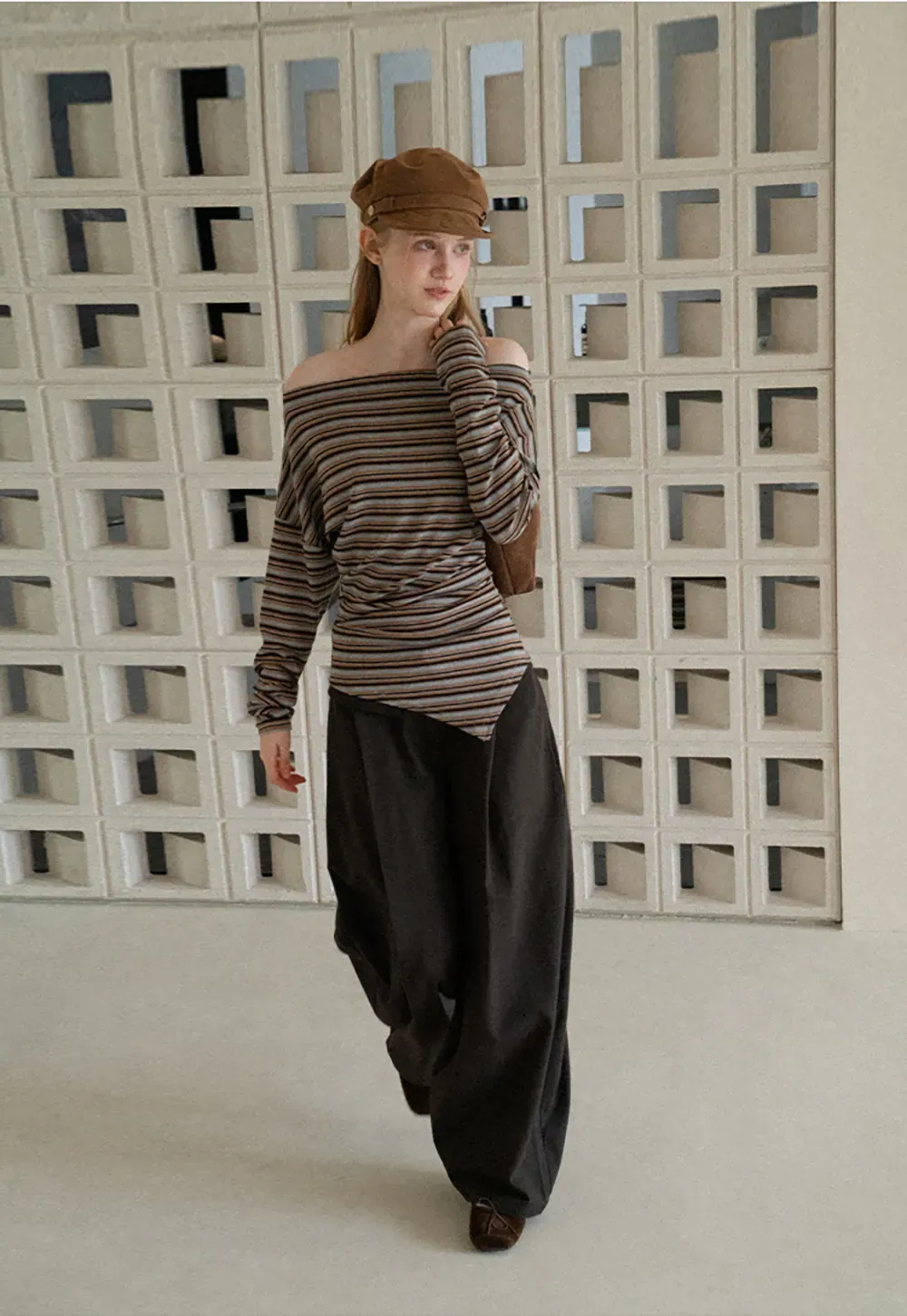 Lace Trim High Waist Wide Leg Casual Pants