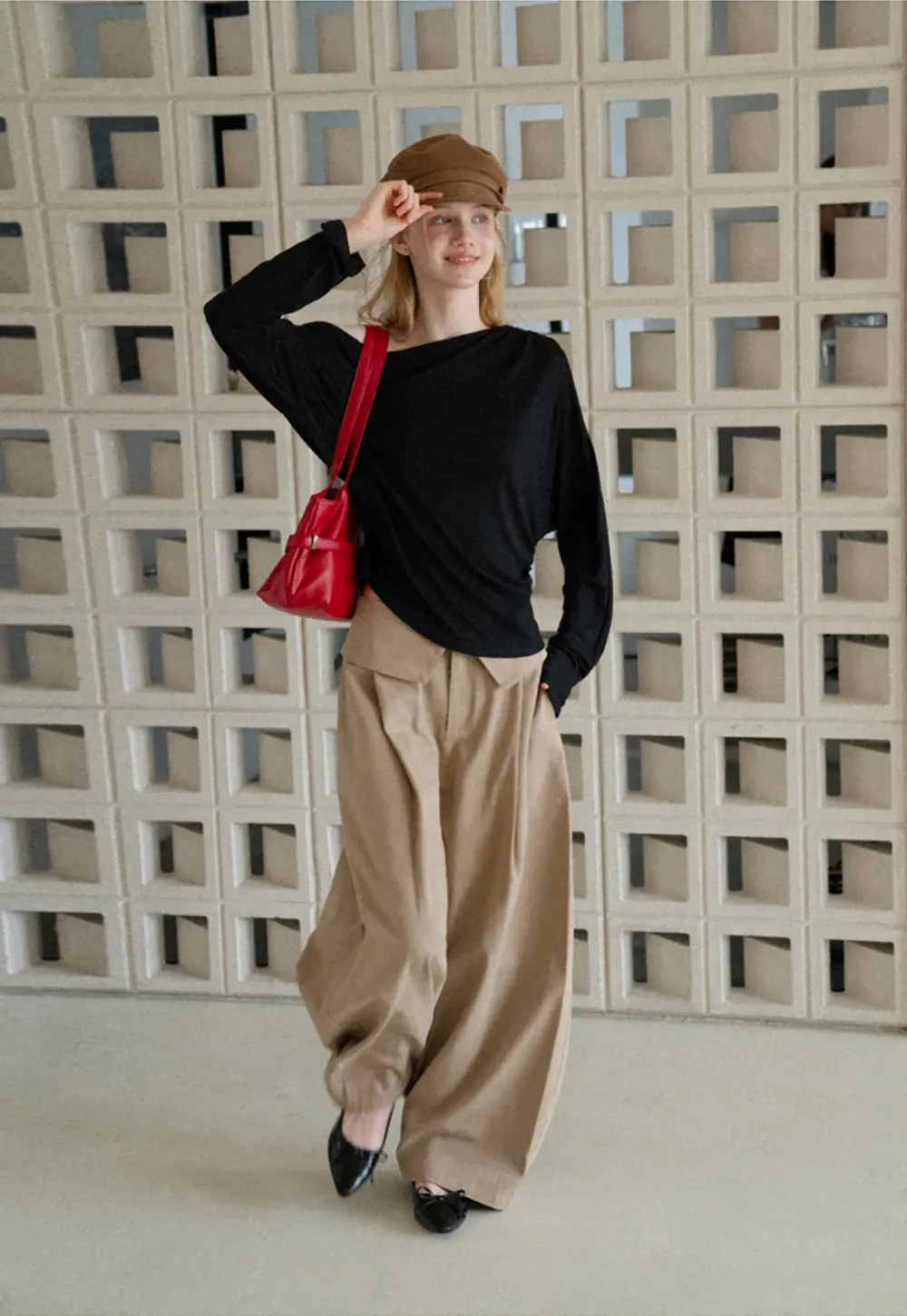 Lace Trim High Waist Wide Leg Casual Pants