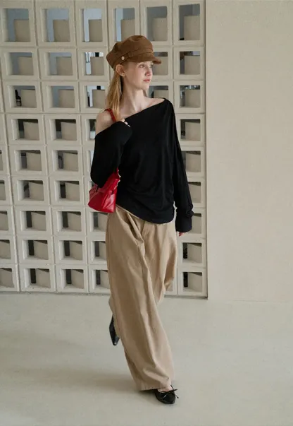 Lace Trim High Waist Wide Leg Casual Pants