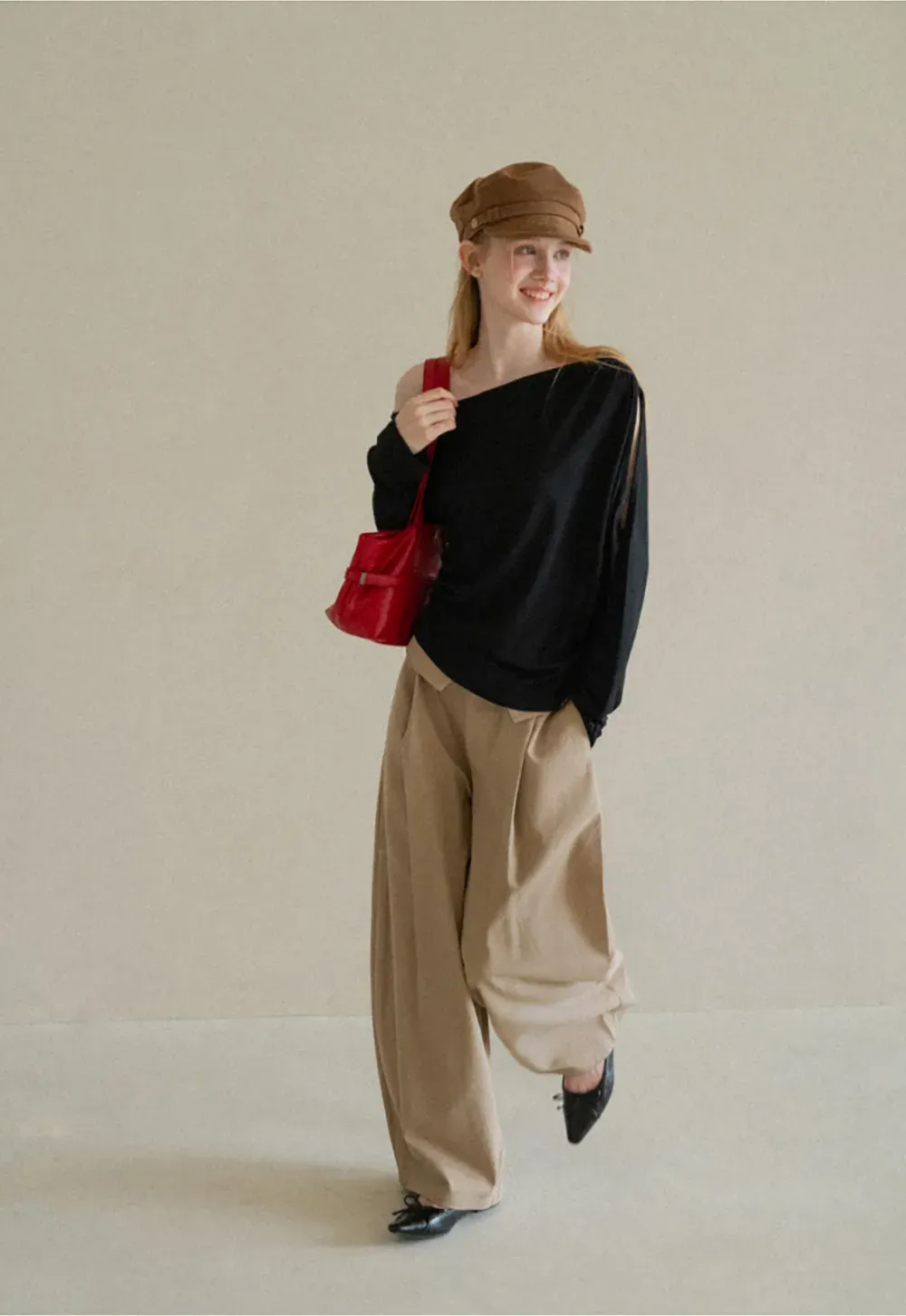 Lace Trim High Waist Wide Leg Casual Pants