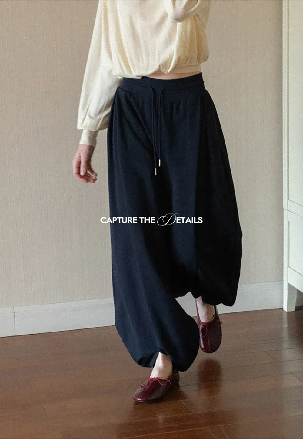 High Waist Drawstring Wide Leg Casual Pants