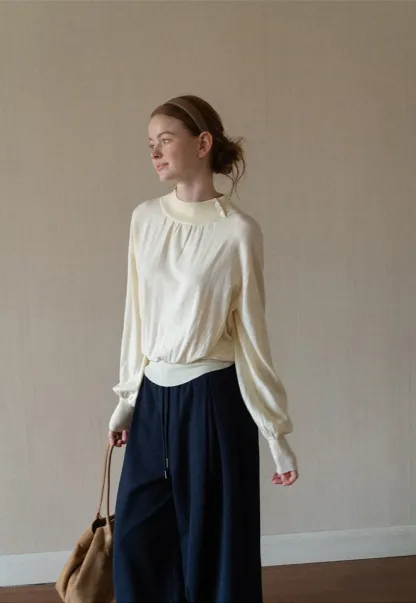 High Waist Drawstring Wide Leg Casual Pants