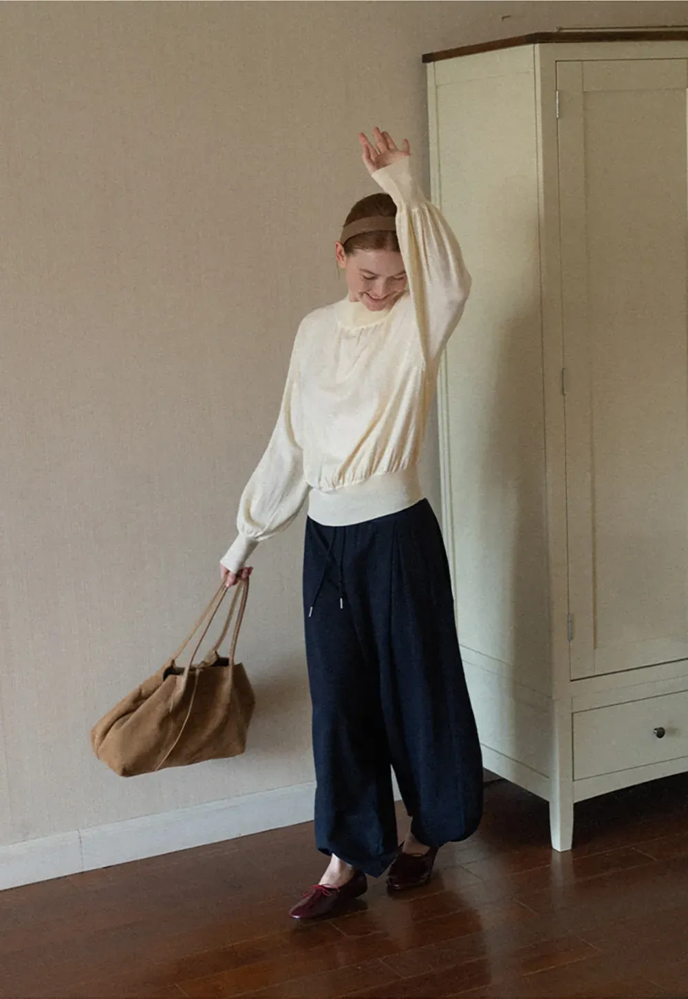 High Waist Drawstring Wide Leg Casual Pants