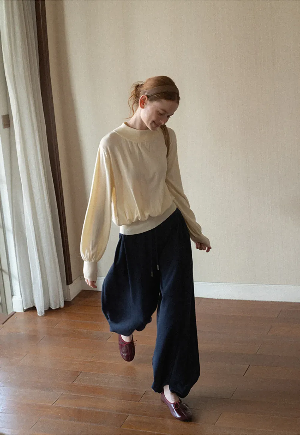 High Waist Drawstring Wide Leg Casual Pants