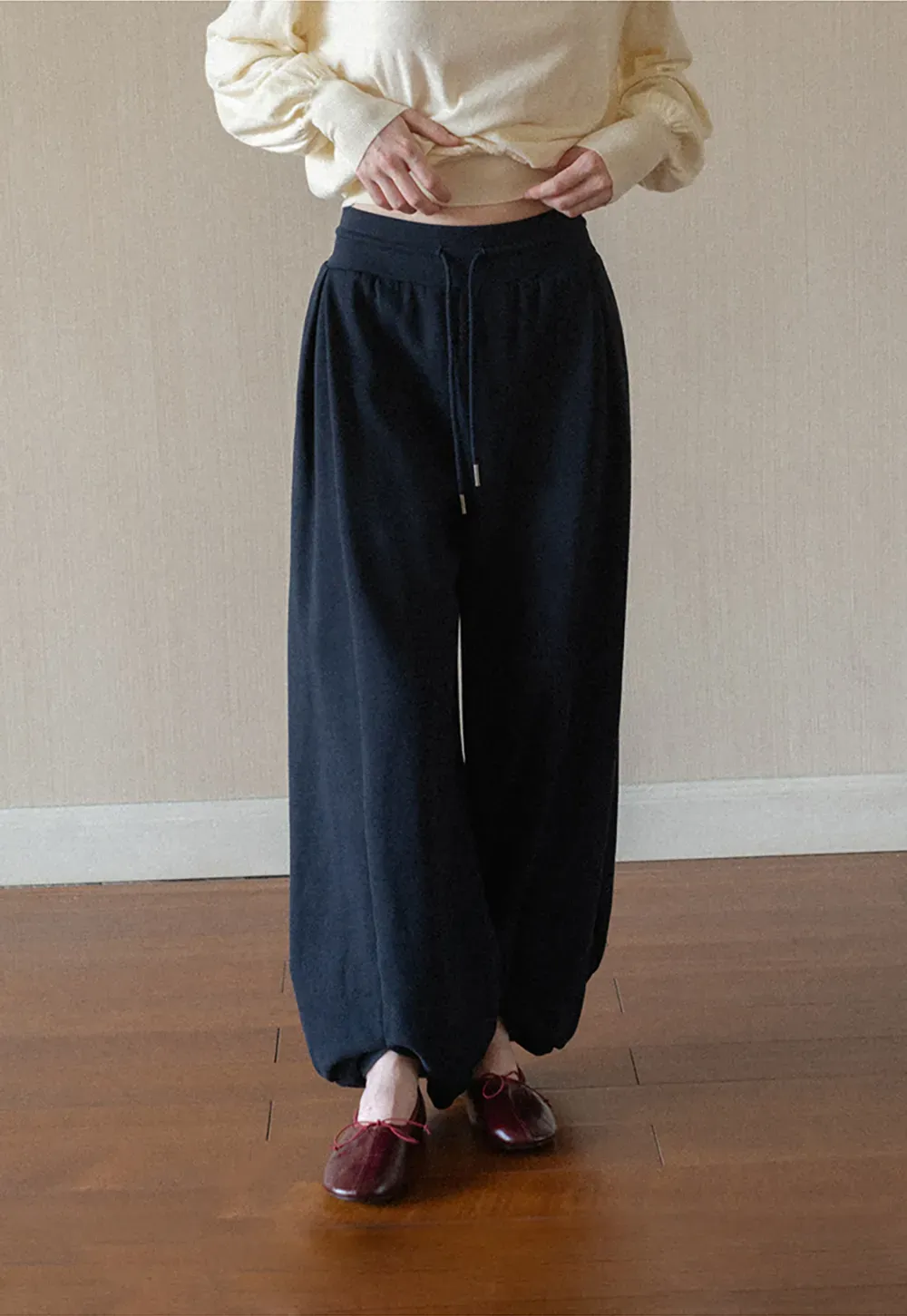 High Waist Drawstring Wide Leg Casual Pants