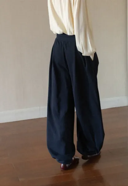 High Waist Drawstring Wide Leg Casual Pants
