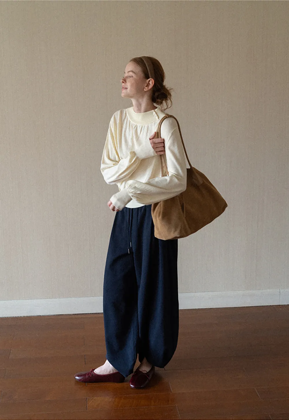 High Waist Drawstring Wide Leg Casual Pants