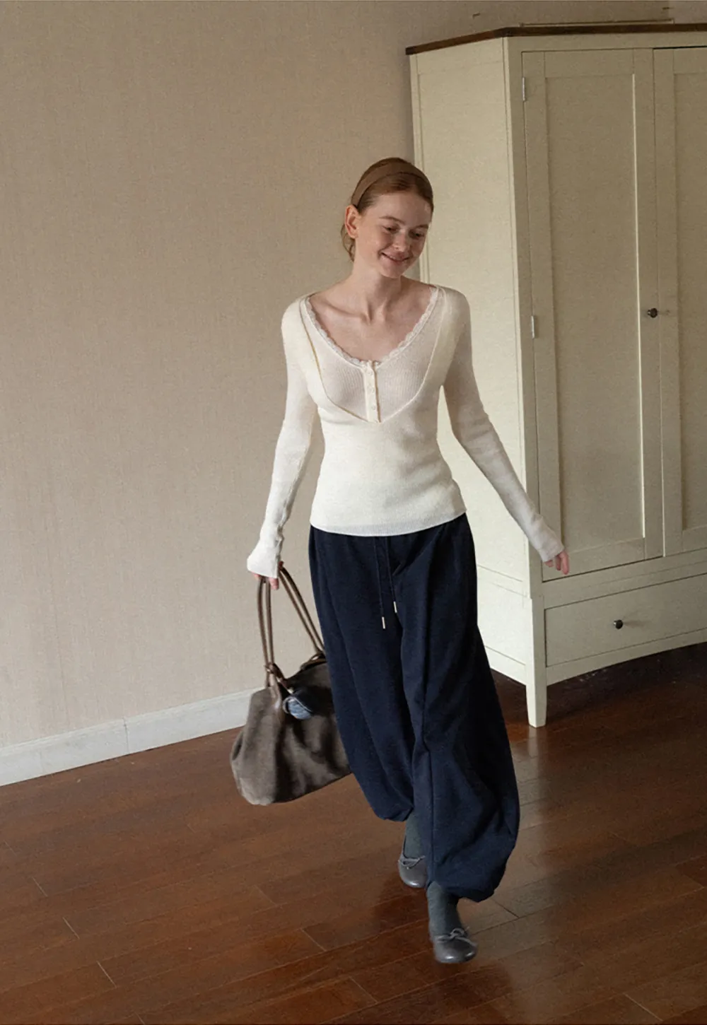 High Waist Drawstring Wide Leg Casual Pants