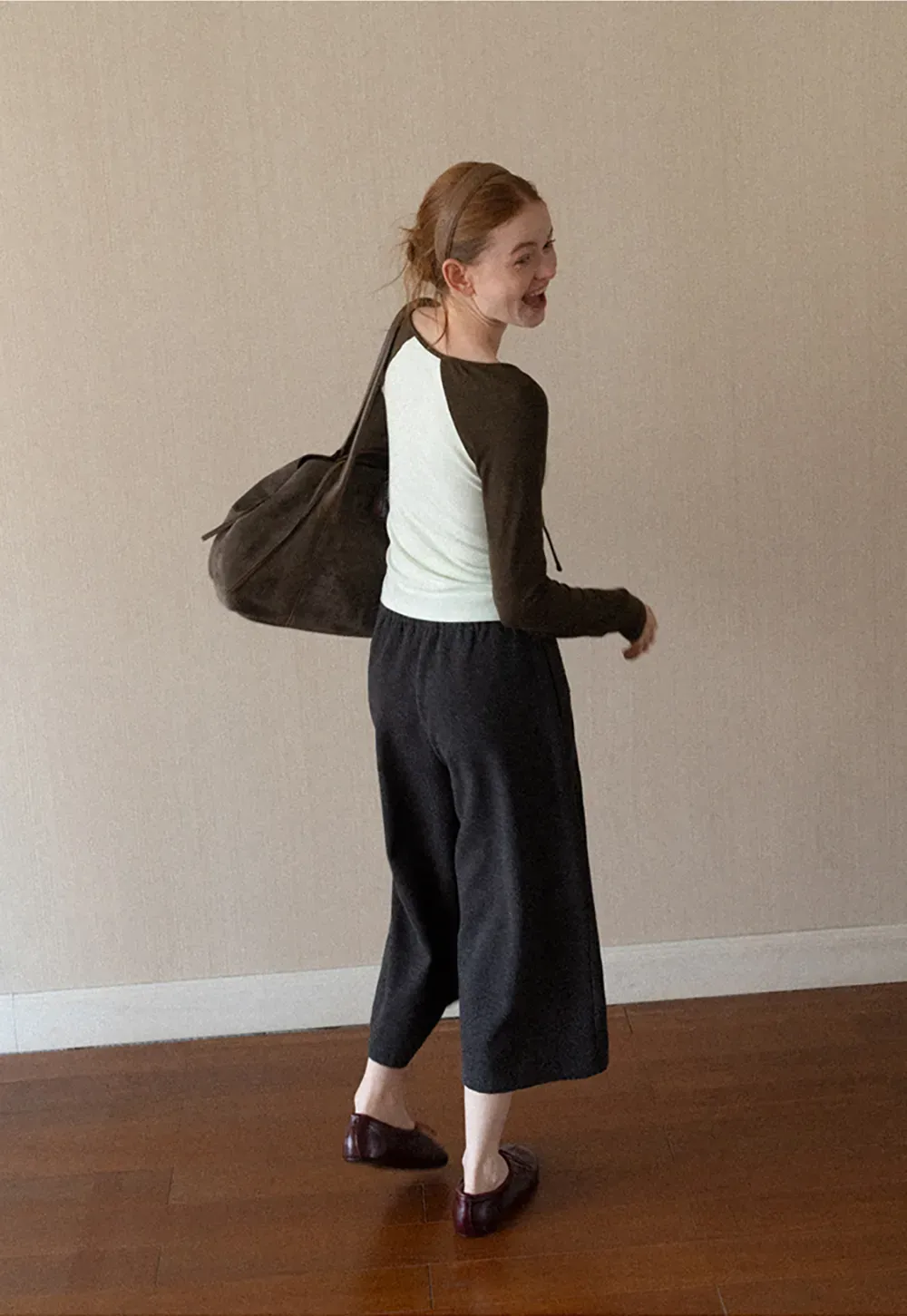 Pleated Wide Leg Cropped Casual Pants