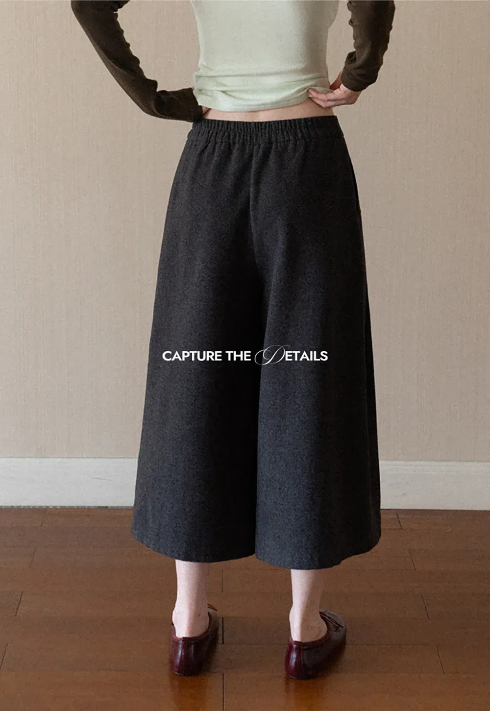 Pleated Wide Leg Cropped Casual Pants