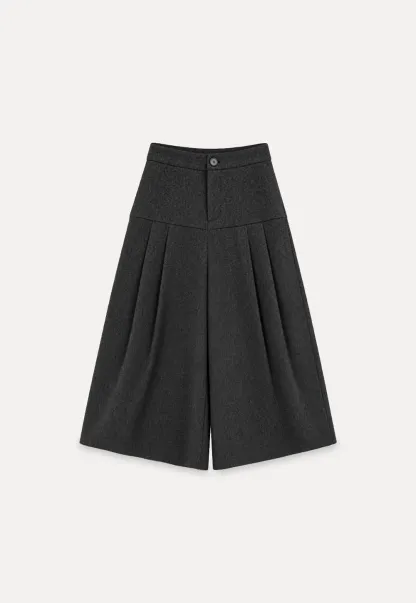 Pleated Wide Leg Cropped Casual Pants