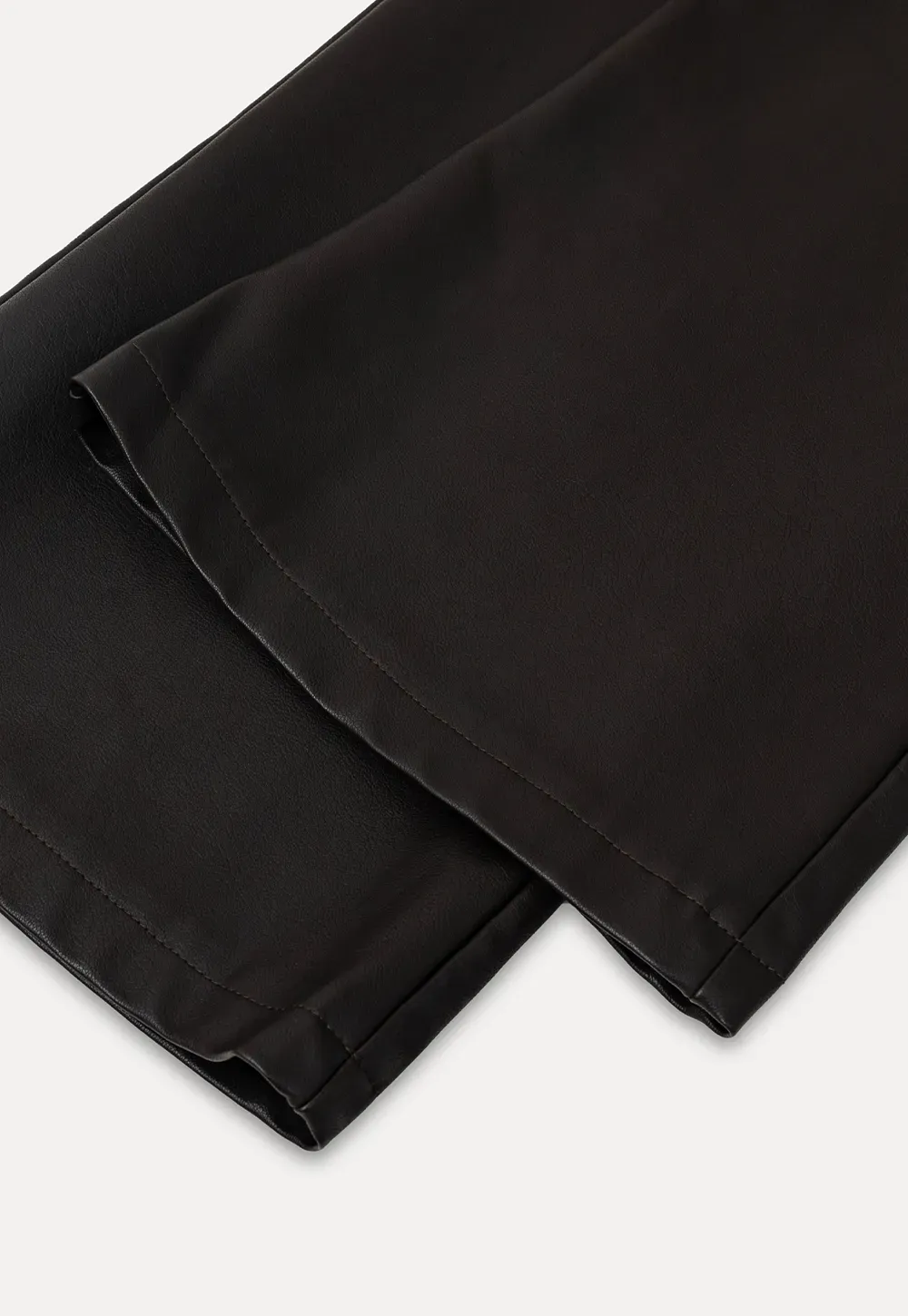 Pleated Wide Leg Leatherette Casual Pants