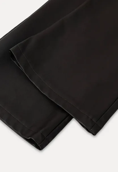 Pleated Wide Leg Leatherette Casual Pants