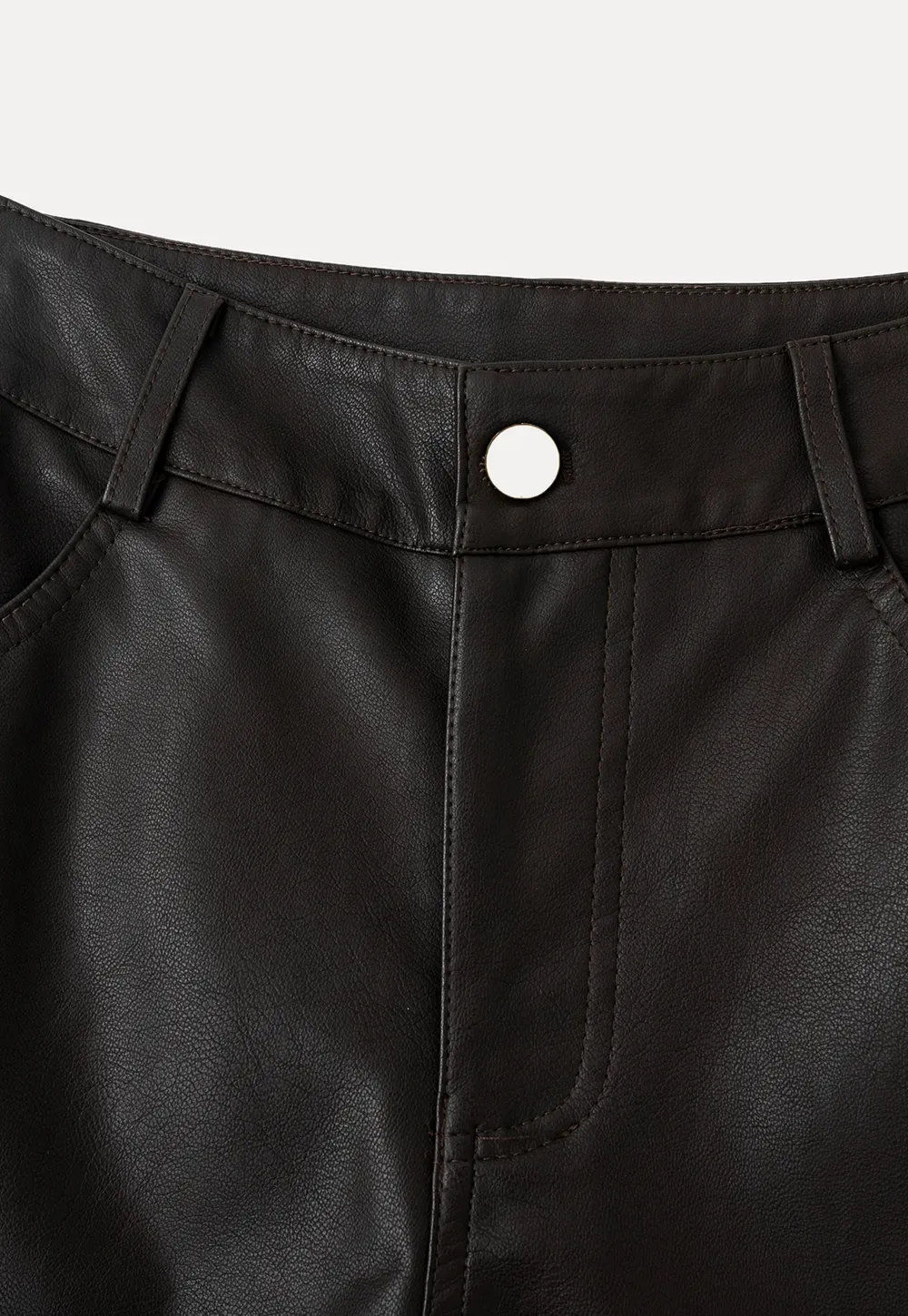Pleated Wide Leg Leatherette Casual Pants