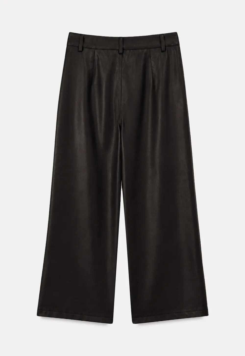 Pleated Wide Leg Leatherette Casual Pants