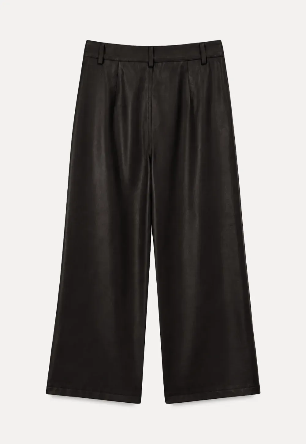 Pleated Wide Leg Leatherette Casual Pants