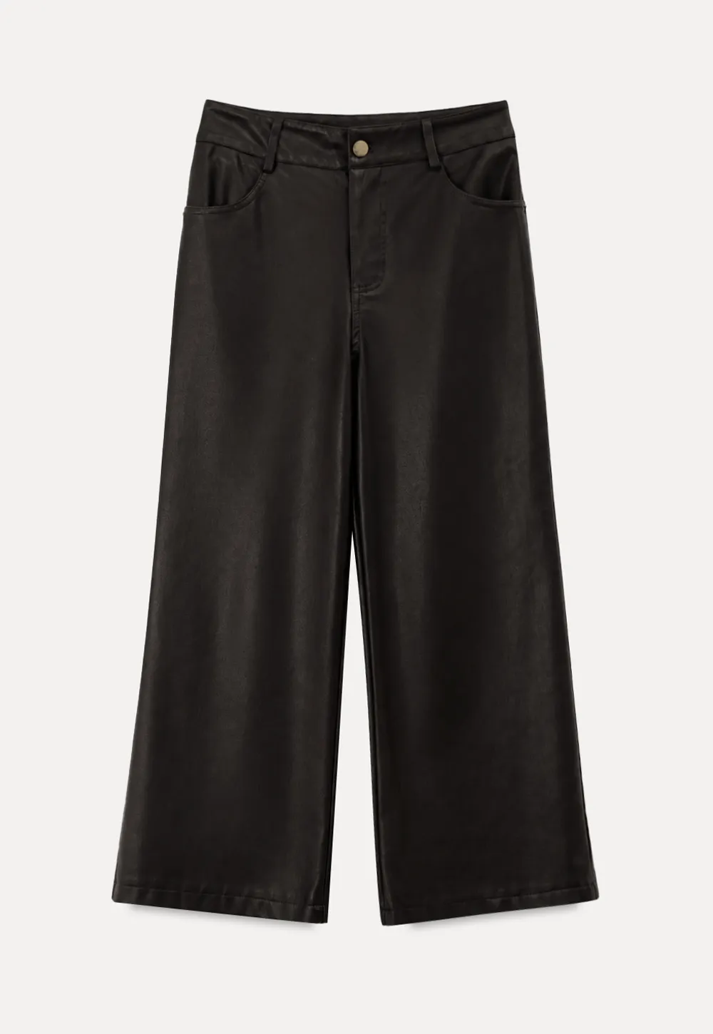 Pleated Wide Leg Leatherette Casual Pants
