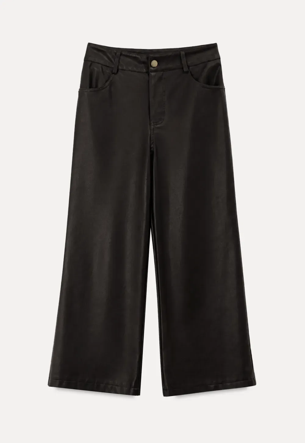 Pleated Wide Leg Leatherette Casual Pants