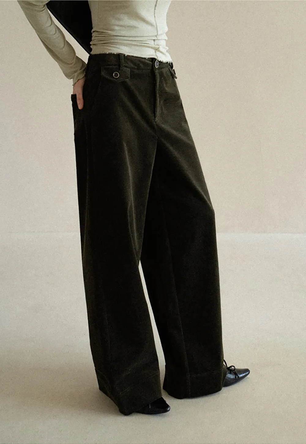 Wide Leg Corduroy Casual Pants