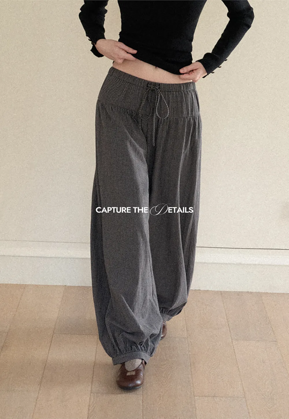 High Waist Drawstring Wide Leg Casual Pants