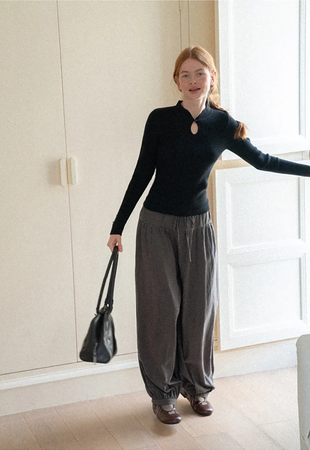 High Waist Drawstring Wide Leg Casual Pants