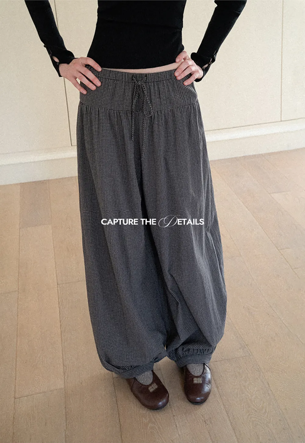 High Waist Drawstring Wide Leg Casual Pants