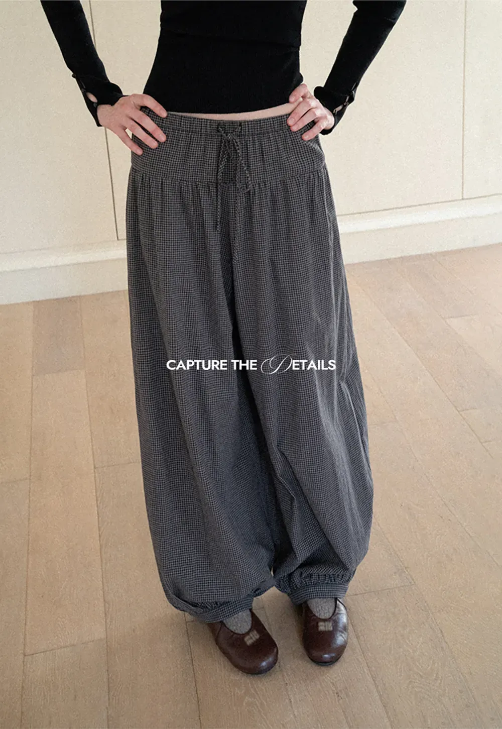 High Waist Drawstring Wide Leg Casual Pants