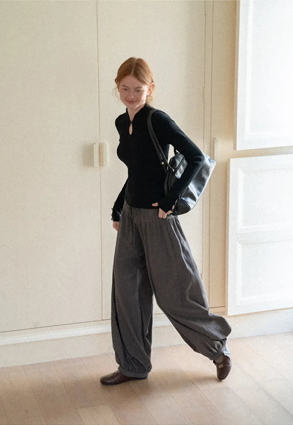 High Waist Drawstring Wide Leg Casual Pants