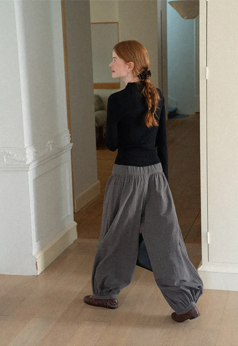 High Waist Drawstring Wide Leg Casual Pants