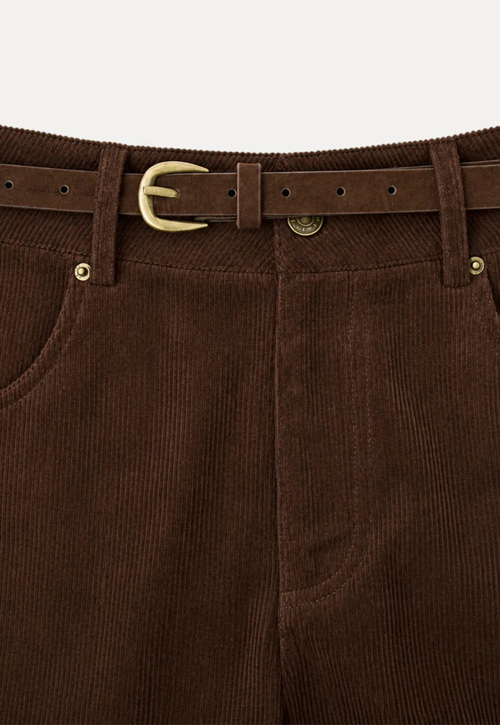 High Waist Corduroy Shorts with Belt Loop