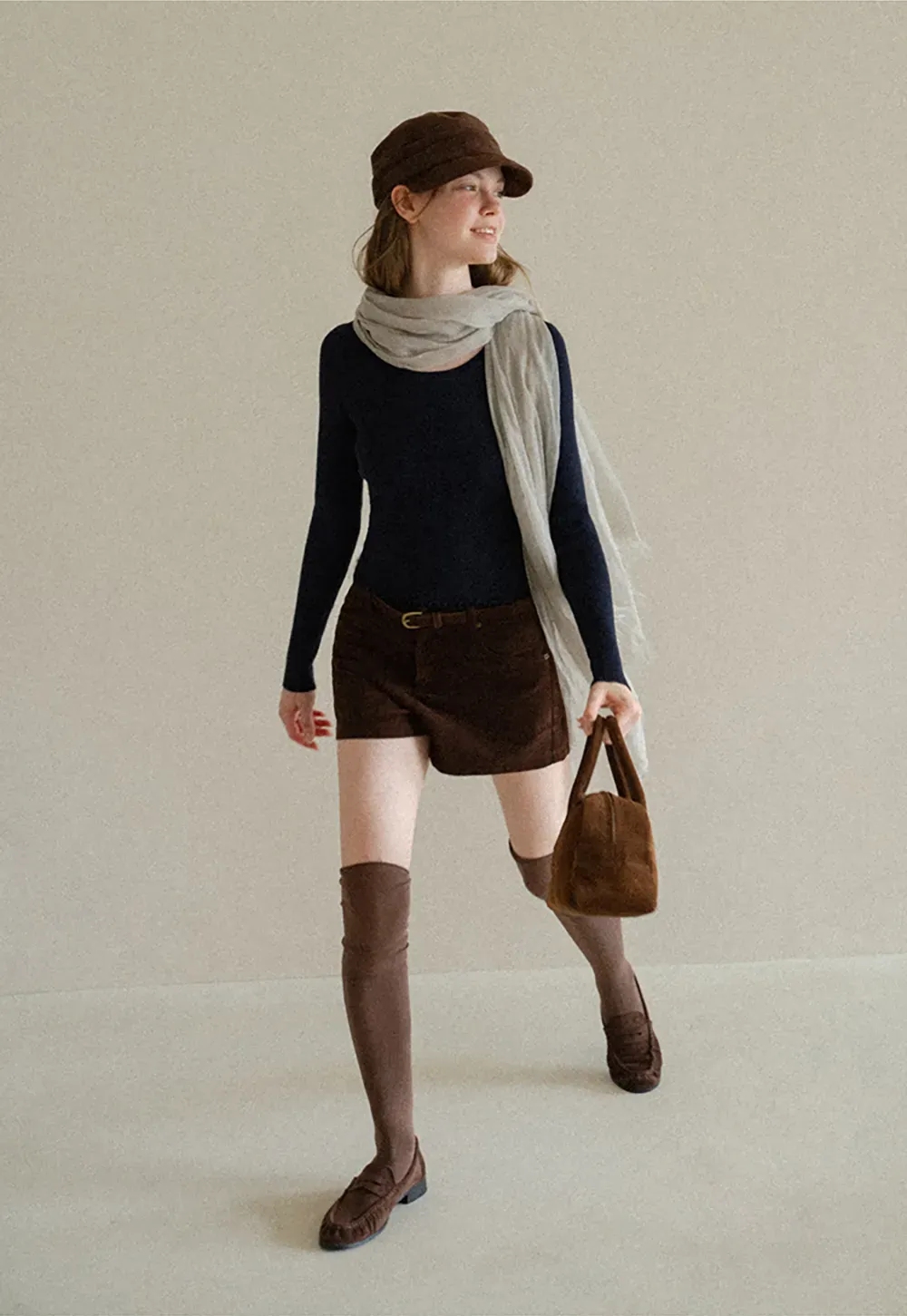 High Waist Corduroy Shorts with Belt Loop
