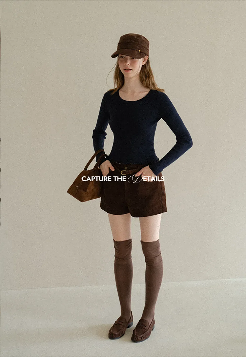 High Waist Corduroy Shorts with Belt Loop
