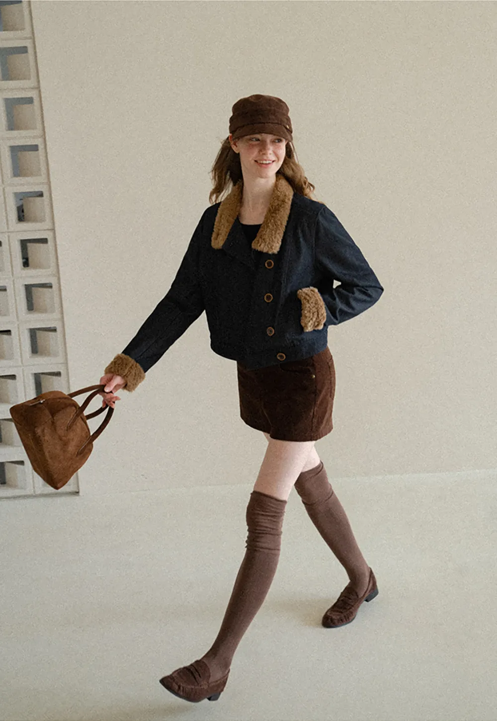 High Waist Corduroy Shorts with Belt Loop